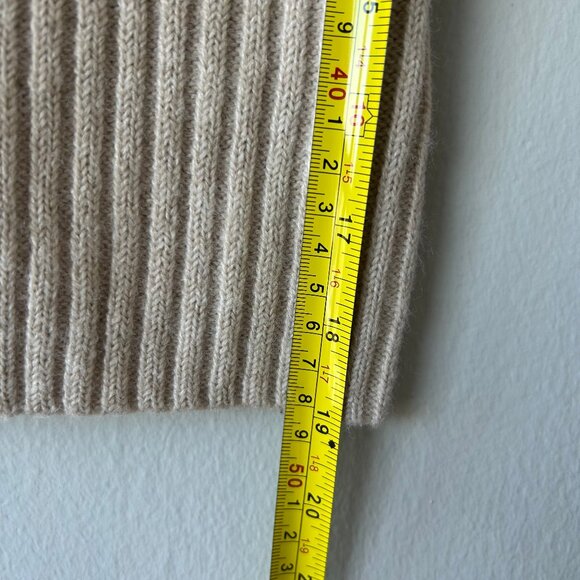 Oak + Fort Ribbed Funnel Neck Knit Sweater Oatmeal Beige Size XS Minimal Cozy - Picture 8 of 9